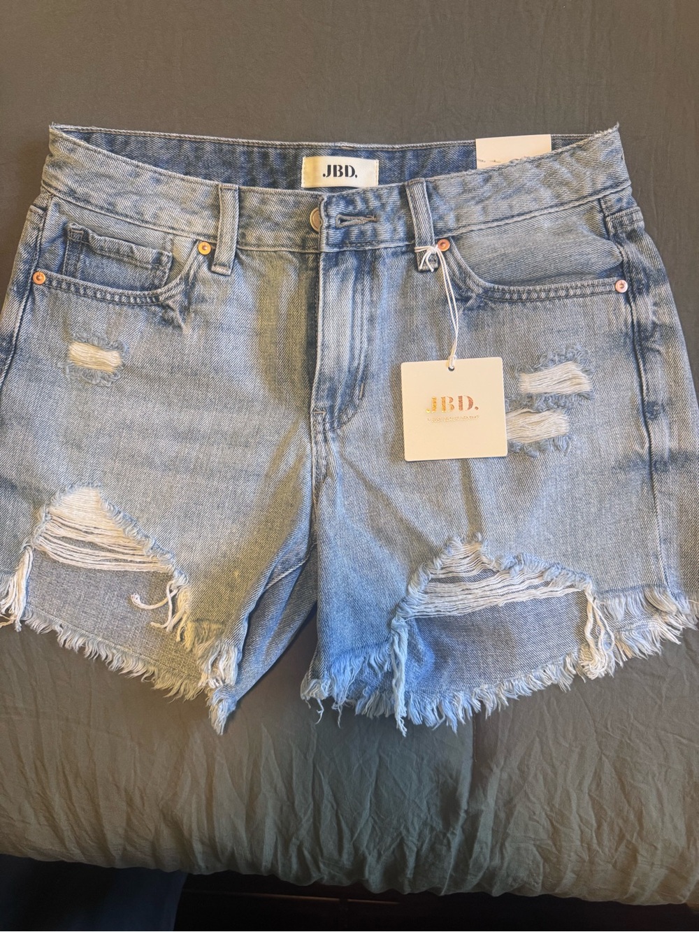 Just Black Light Wash Distressed Denim Shorts